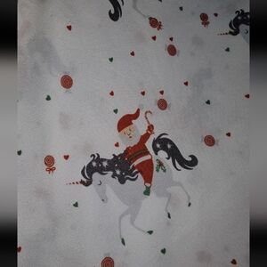 Santa Claus Riding A Unicorn Sheet Set Queen Flat Fitted 2 Pillowcases Holiday